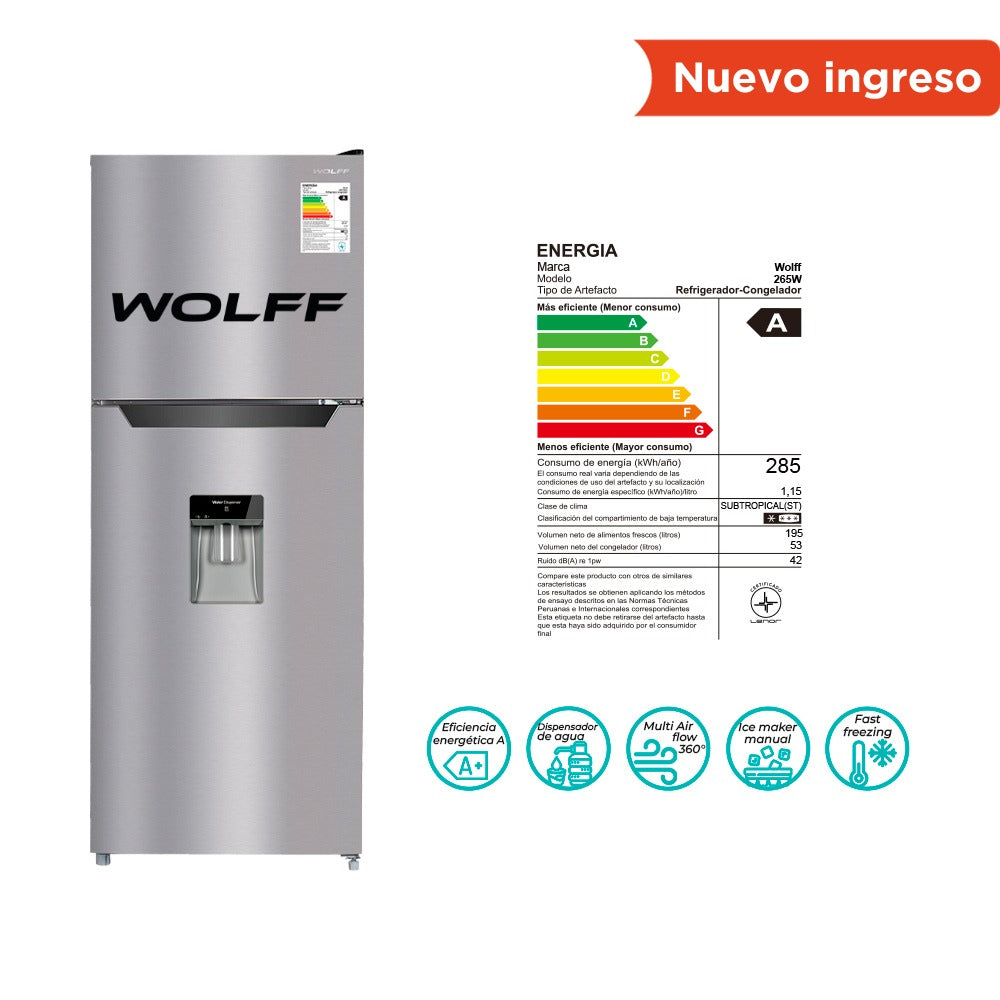 Wolff - Refrigeradora No Frost de 248L